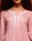 Light Pink A-line Chikankari Dress