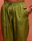 Green Jaquard A-Line Chanderi Kurta Set