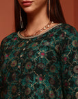 Green Printed Asymmetric Kurta