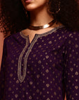 Violet Printed Kurta Set