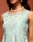 Mint Kalidar Dress With Jacket