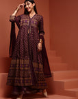 Kalidar Purple Printed Kurta Set