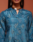 Blue Asymmetric Printed Kurta