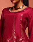 Maroon Brocade Kurta Set