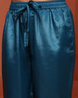 Teal Brocade Gathered Kurta Set