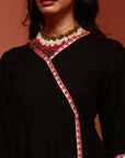 Solid Black A-line Kalidar Kurta