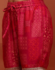 Pink Floral Printed Gathered Kurta Set