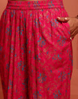 Fuchsia Embroidered Rayon Kurta Set