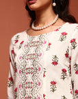 Off-white Printed A-line Kurta Set