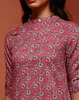 Pink Straight Printed Kurta