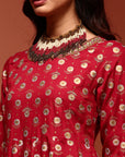 Red Printed Rayon Kalidar Kurta Set