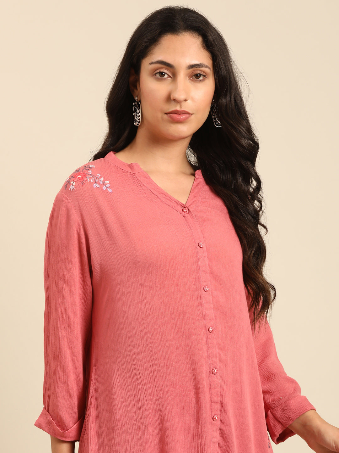 Coral Straight Kurta Pant Set