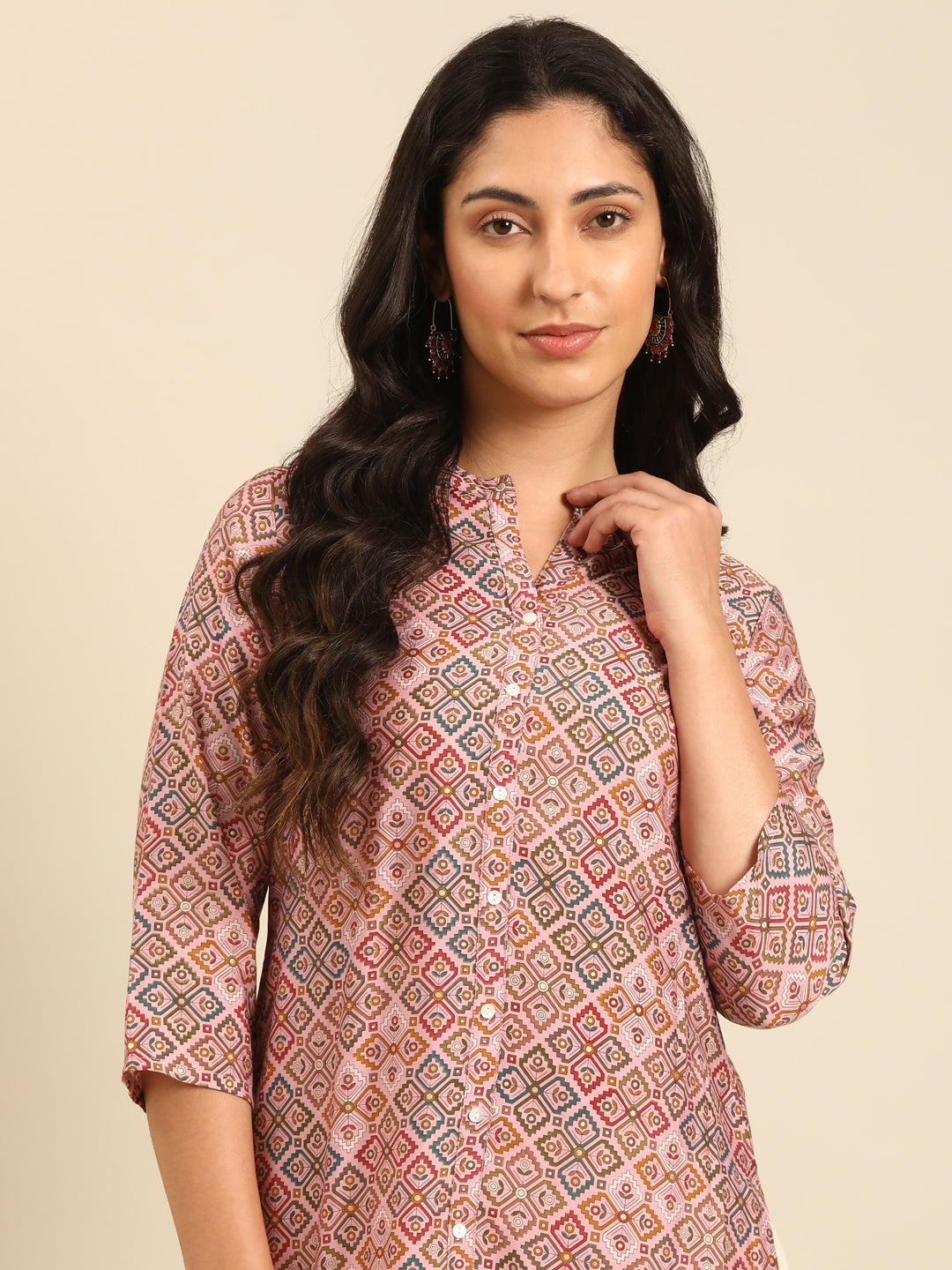 Muslin Pink Printed Kurta