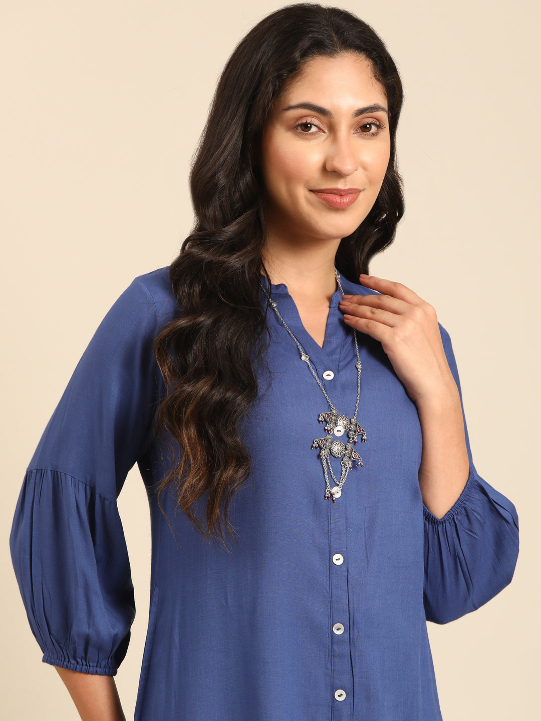 Indigo Rayon A-Line Top