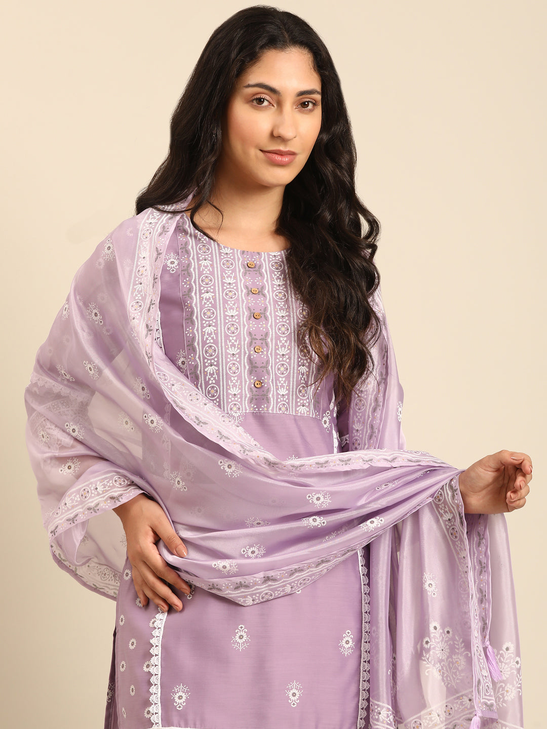 Lilac Chanderi Kurta Set