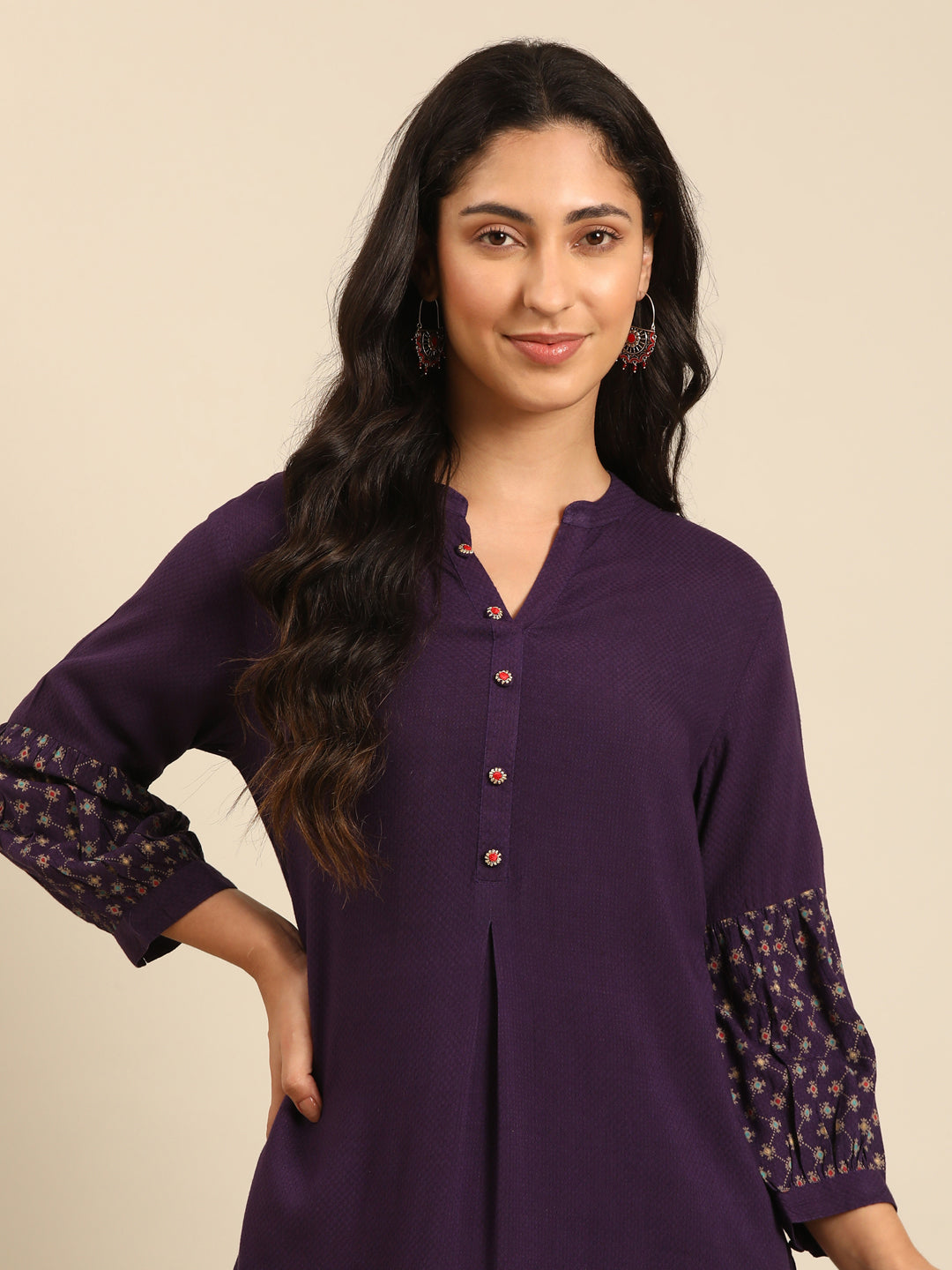 Lilac Solid Rayon A-Line Kurta