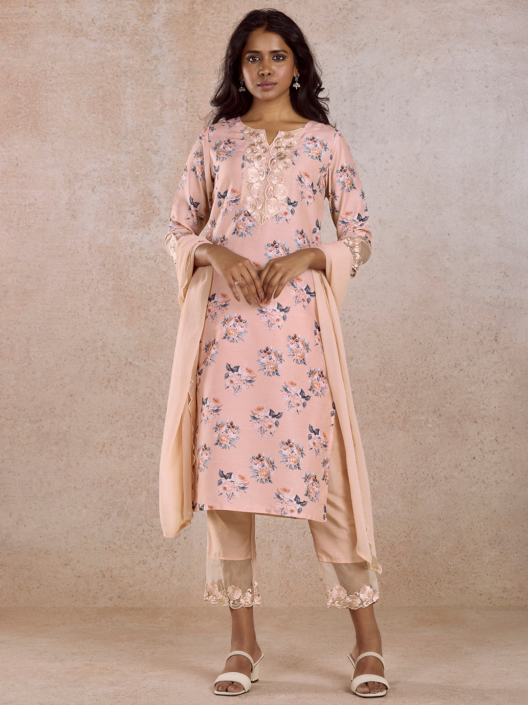 Pink Printed Kurta Set with Dupatta