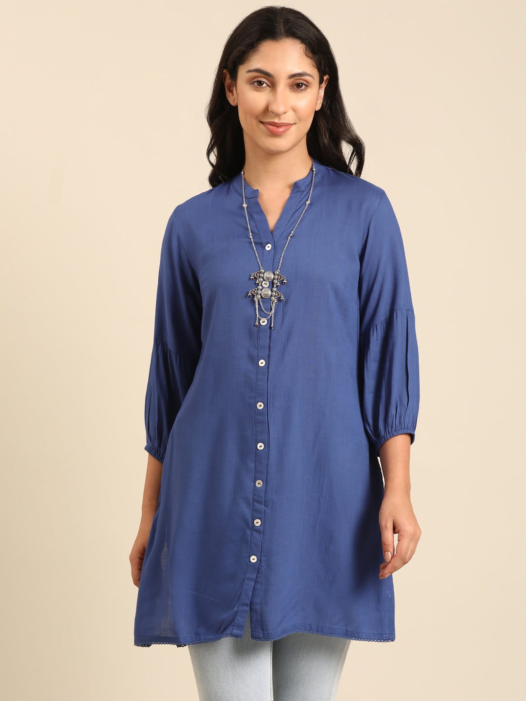 Indigo Rayon A-Line Top