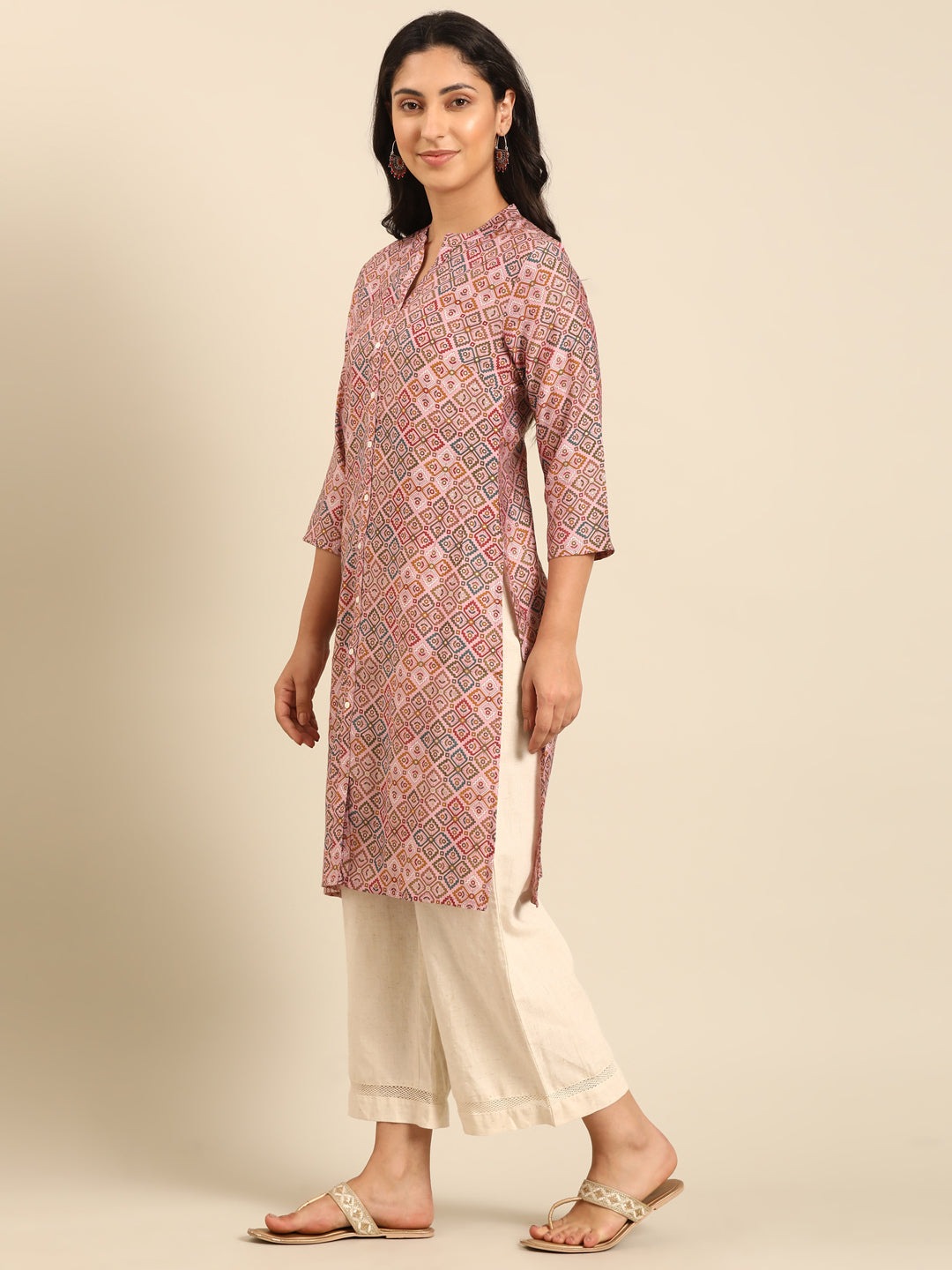 Muslin Pink Printed Kurta