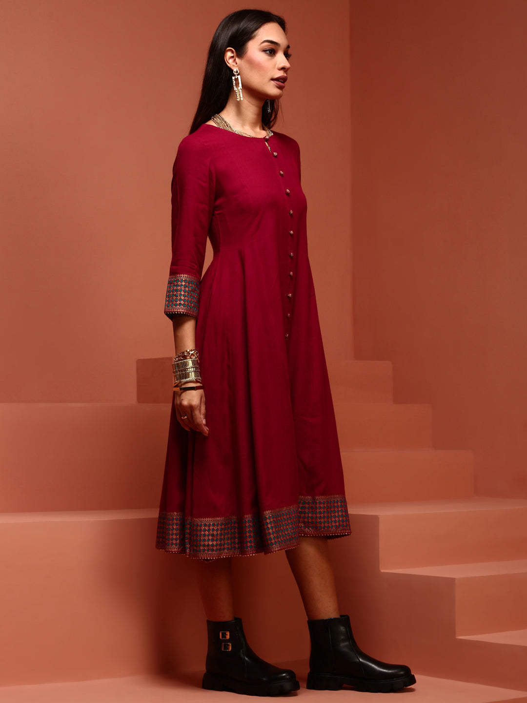 Fuchsia Kalidar Solid Kurta