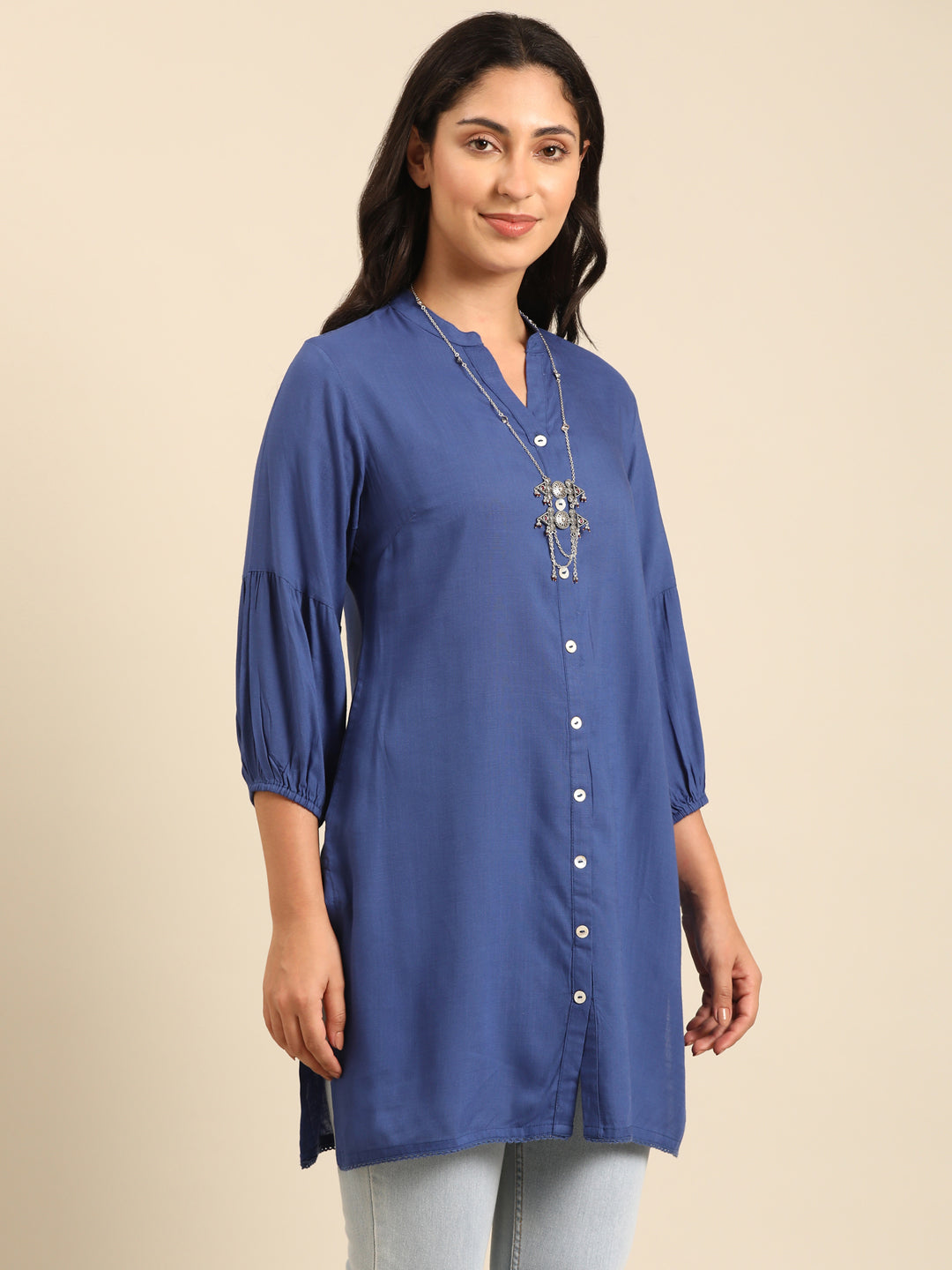 Indigo Rayon A-Line Top