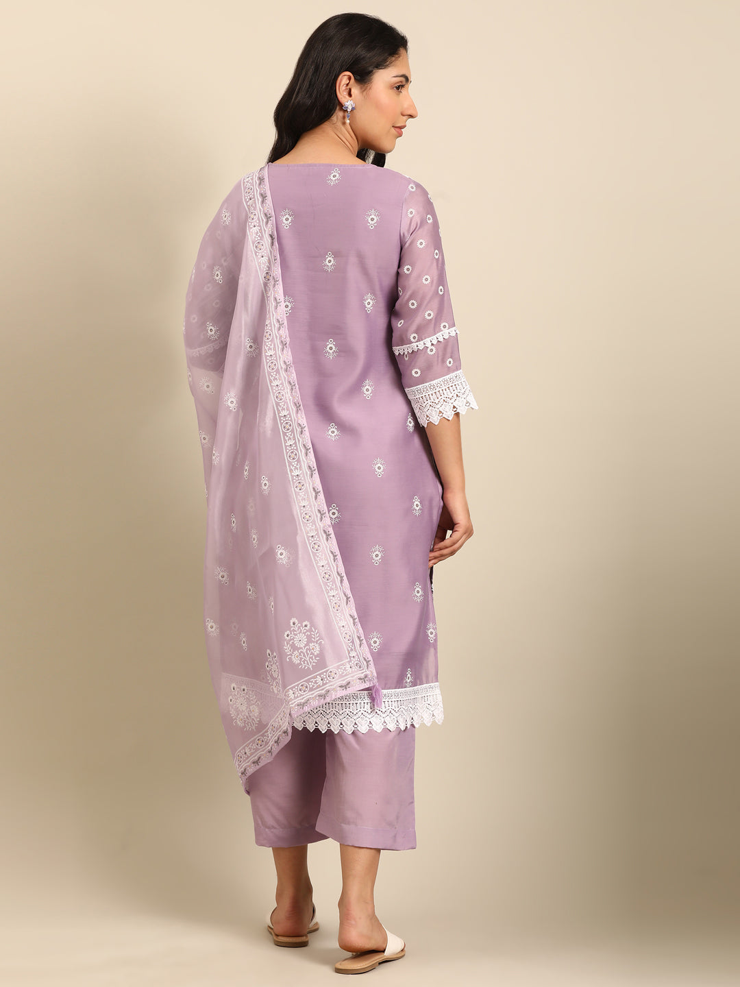 Lilac Chanderi Kurta Set