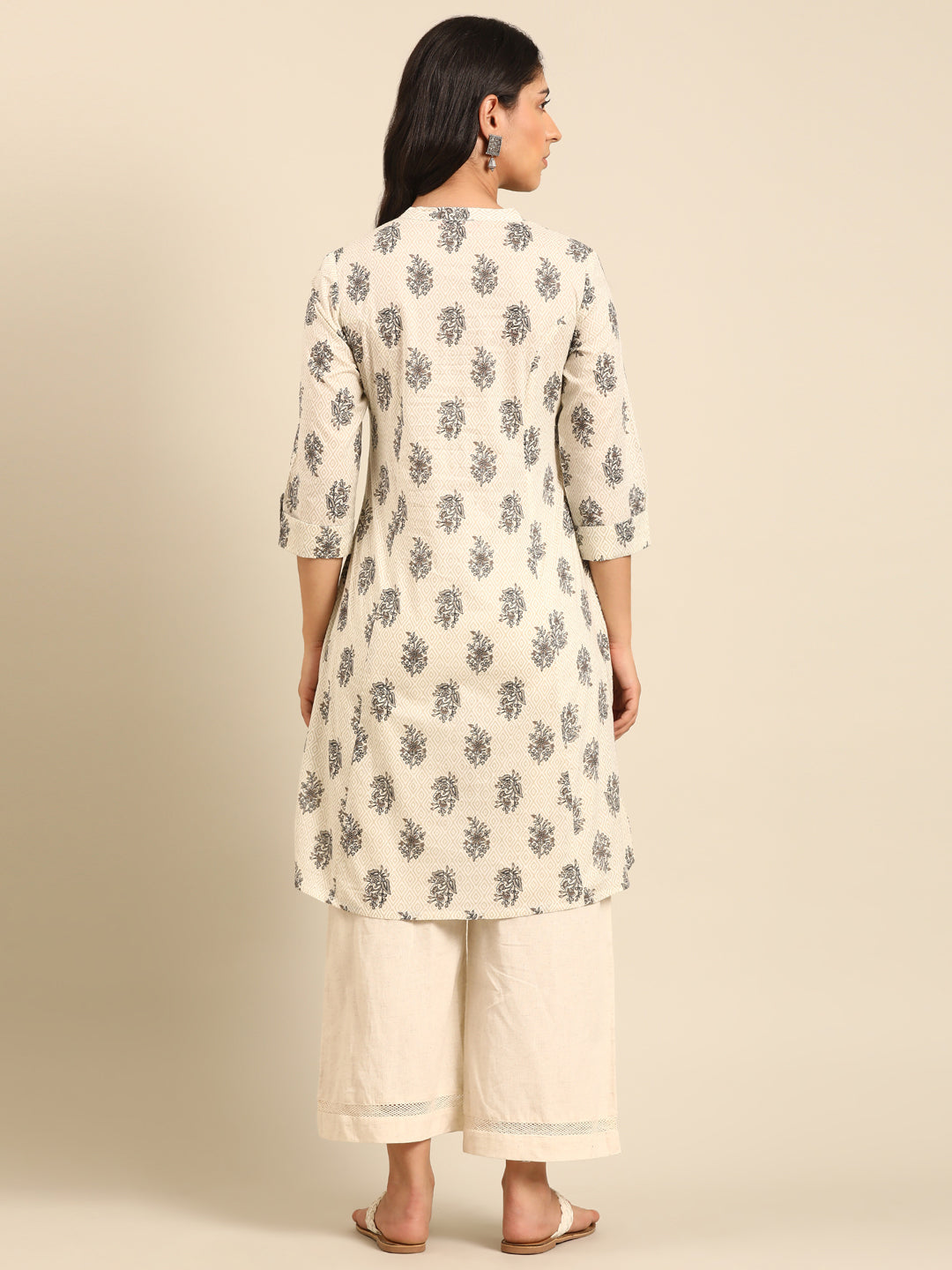 Off-White A-line Printed Kurta