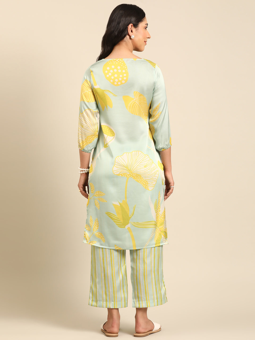 Mint Printed Straight Kurta Pant Set