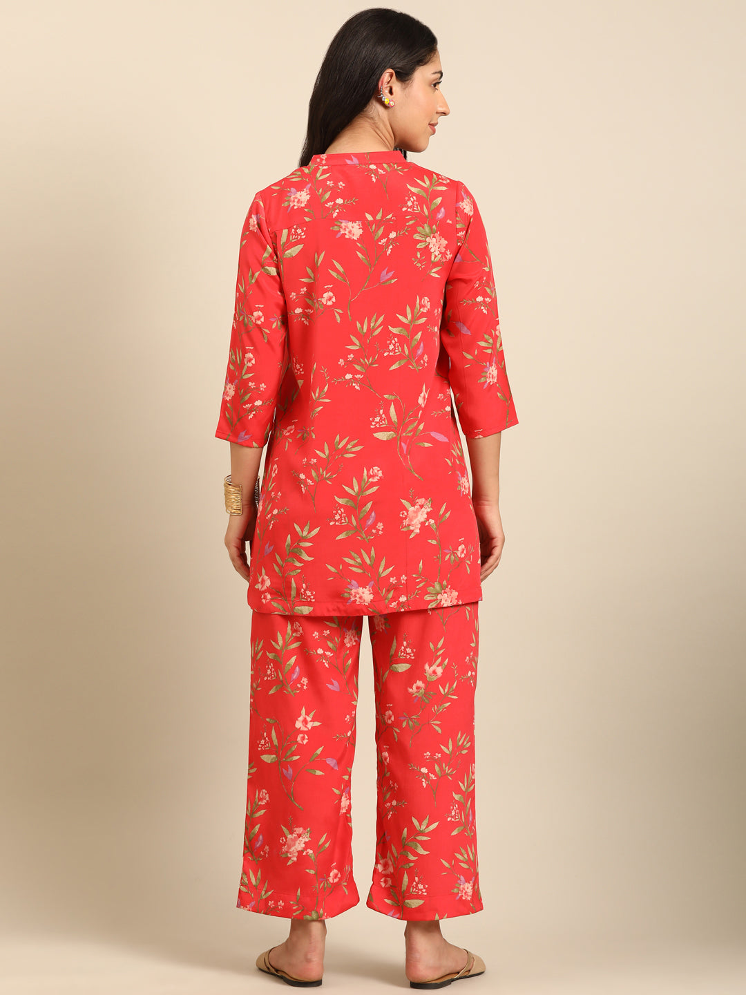 Red Printed Kurta Pant Set