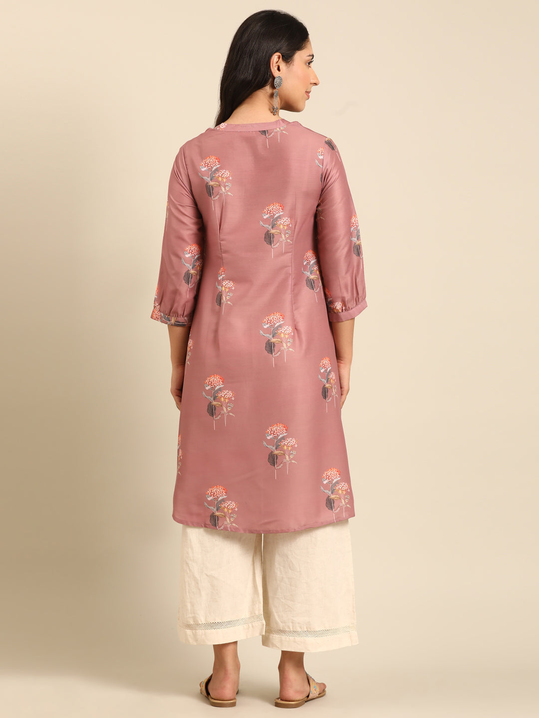 Pink Printed Muslin Kurta