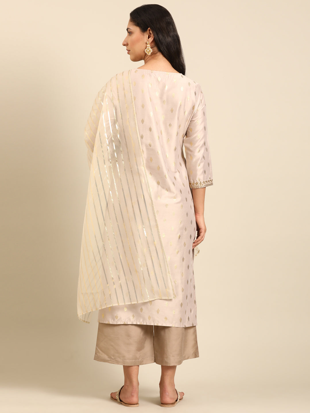 Beige Rayon Kurta Set