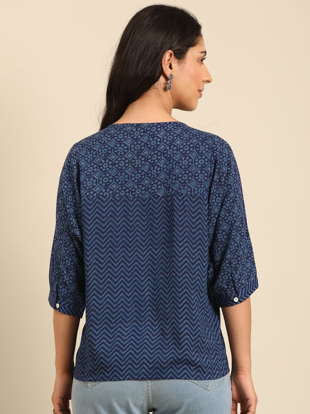 Indigo Printed A-line Top