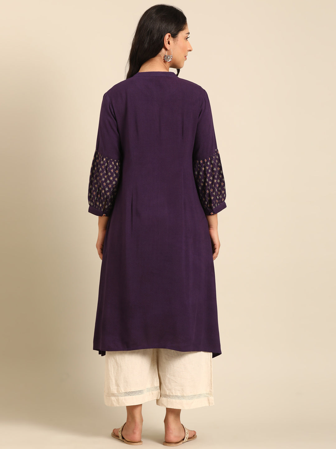 Lilac Solid Rayon A-Line Kurta