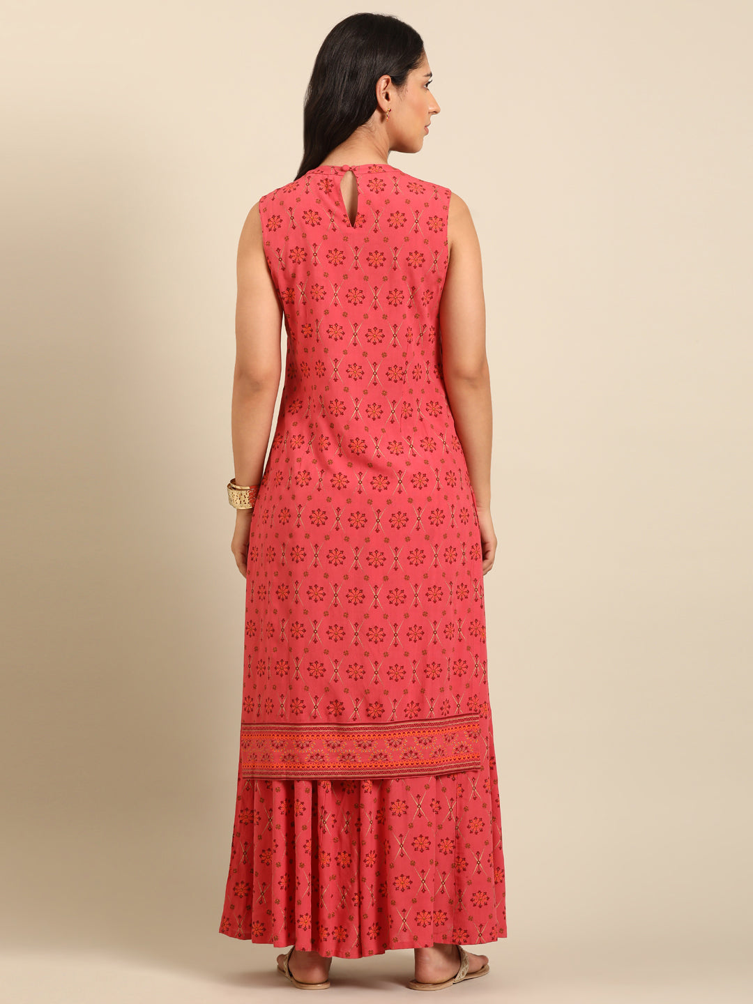 Coral Flared Kurta Pant Set