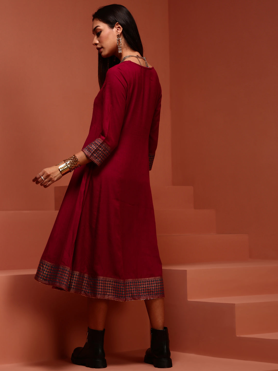 Fuchsia Kalidar Solid Kurta