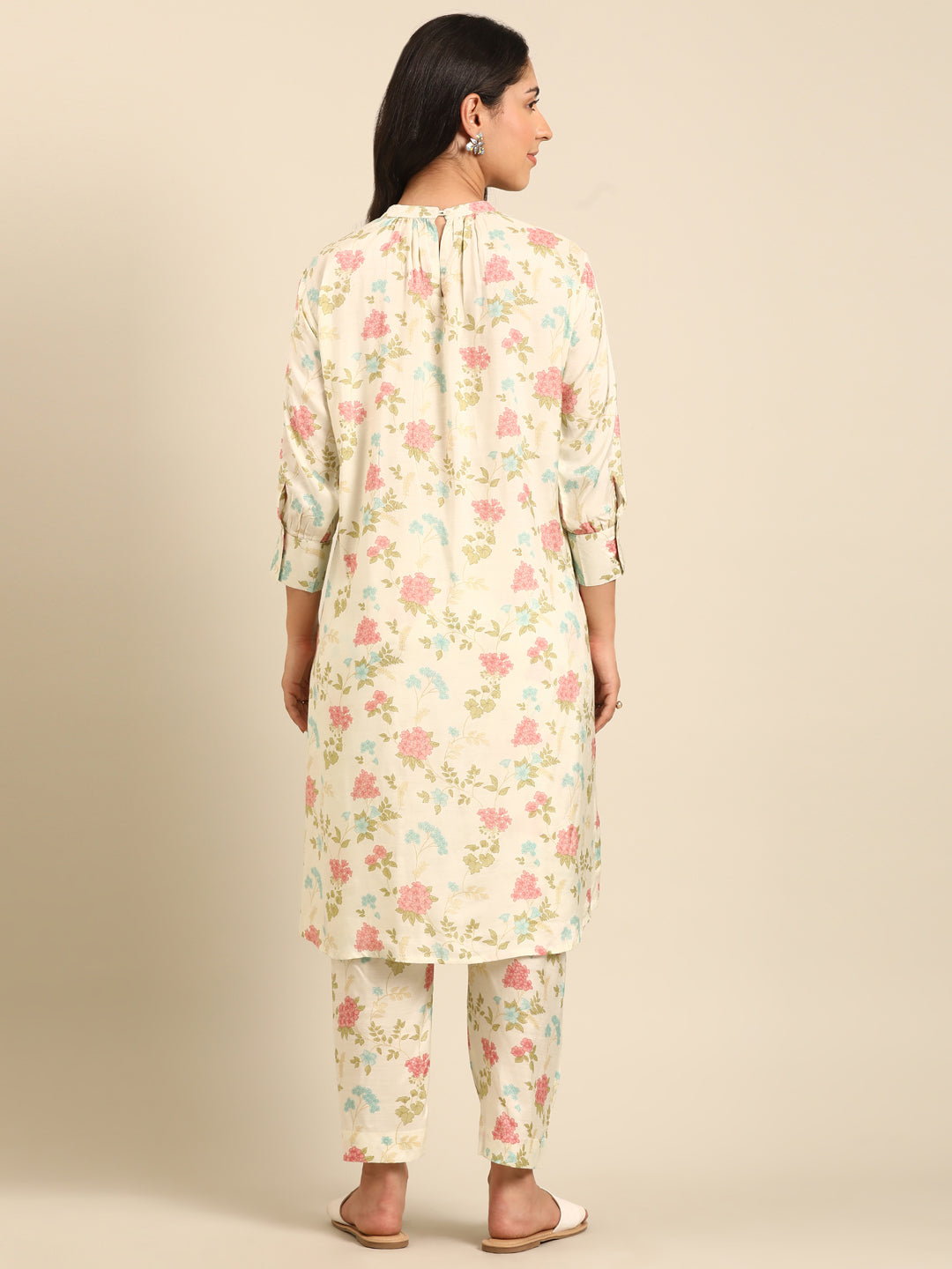 Offwhite Printed Muslin Kurta Pant Set