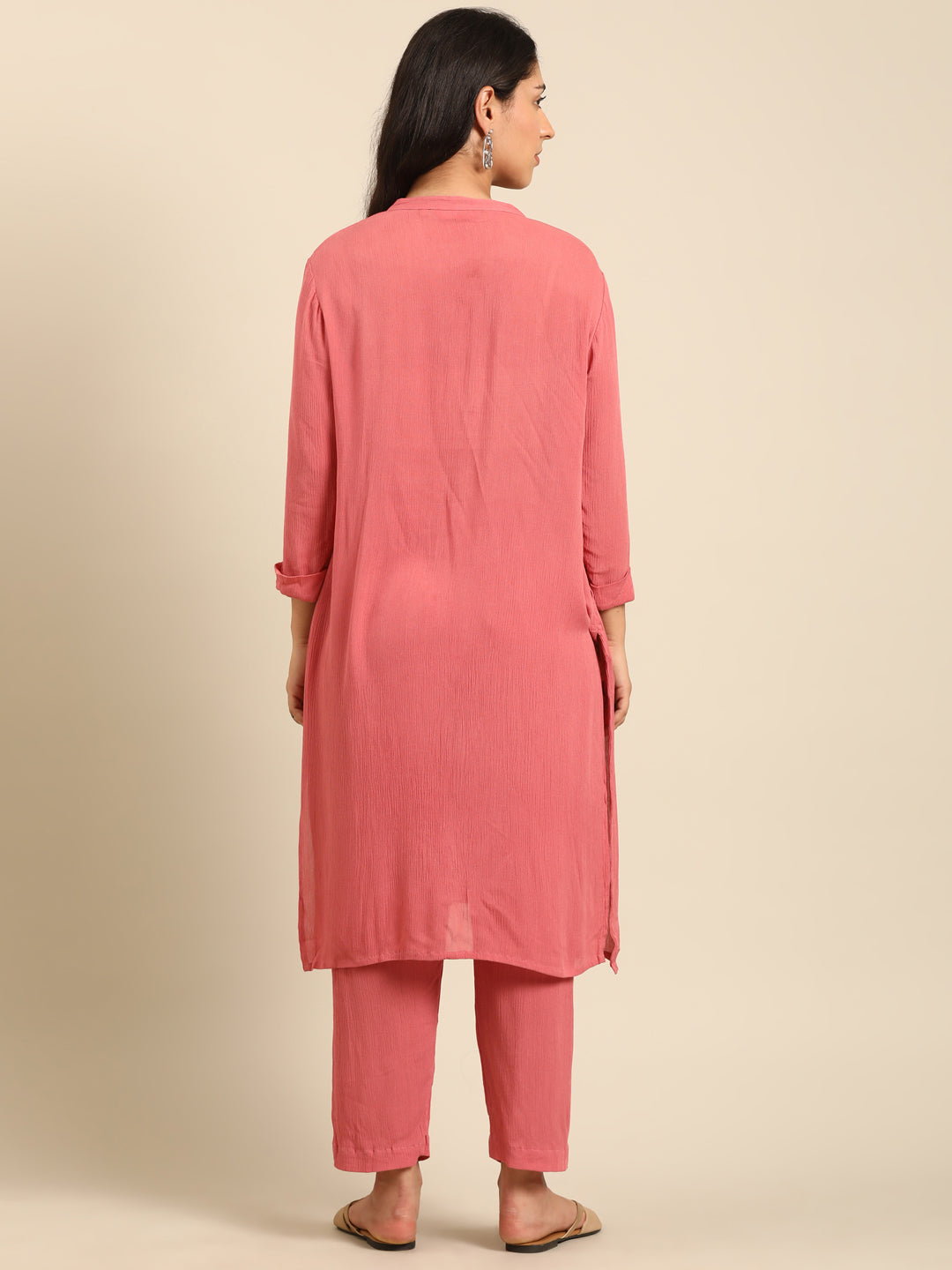 Coral Straight Kurta Pant Set