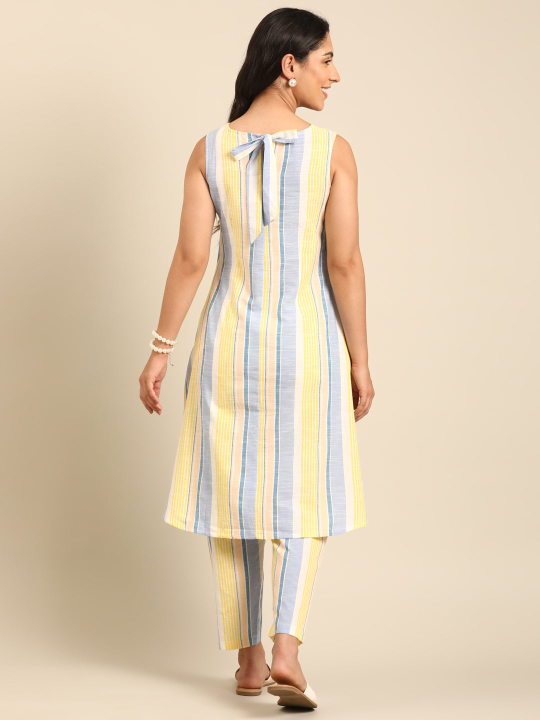 Multicolor Striped Cotton Kurta Set