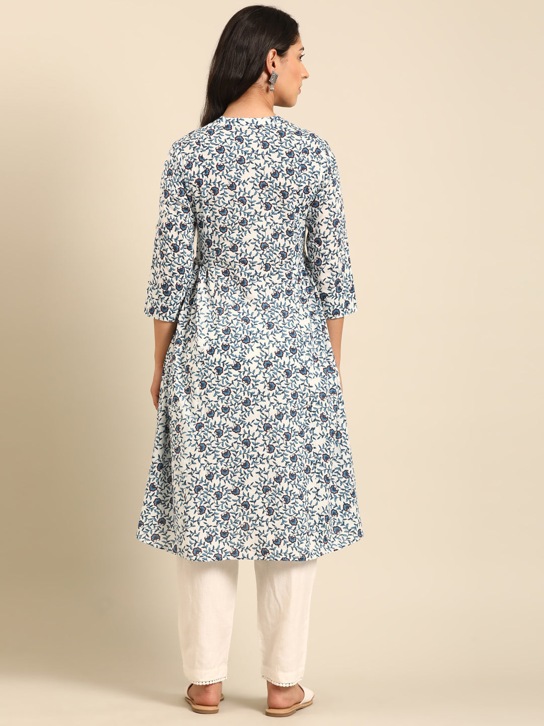 Offwhite Cotton Printed Kurta