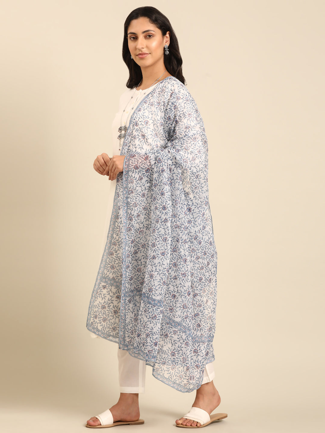 Offwhite Solid Schifilli Kurta Set