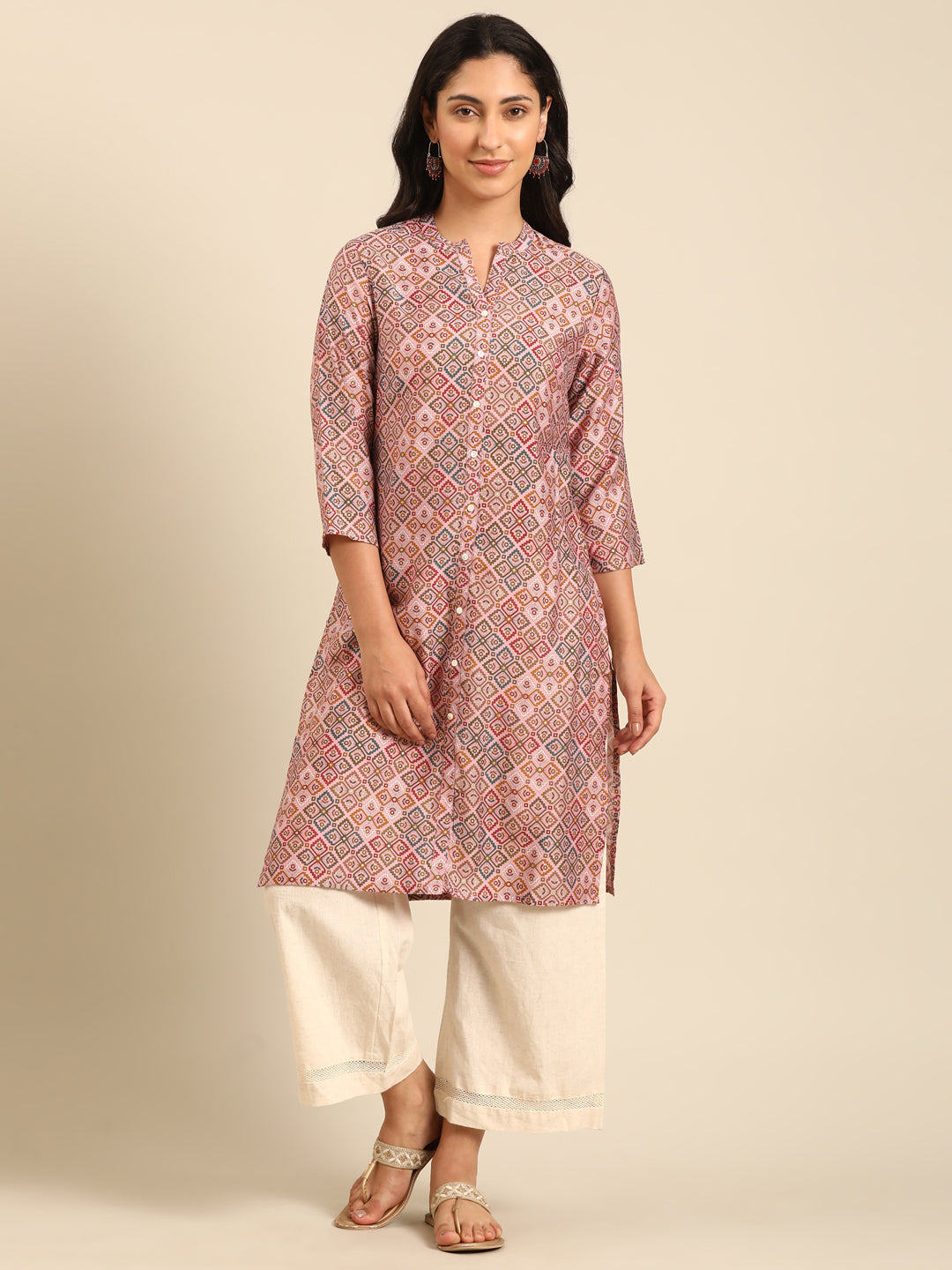 Muslin Pink Printed Kurta