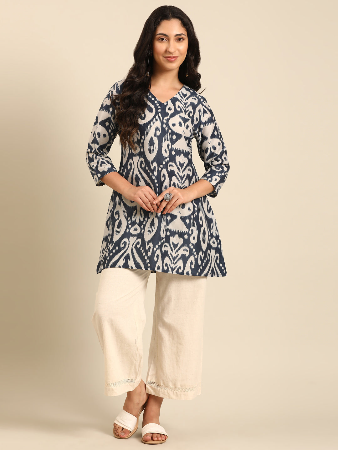 Navy A-line Kurta Pant Set