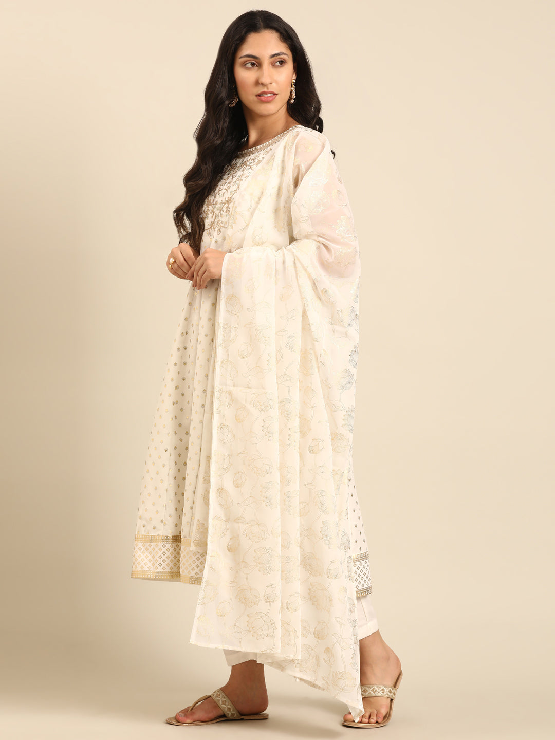 Off-white Anarkali Kurta Set