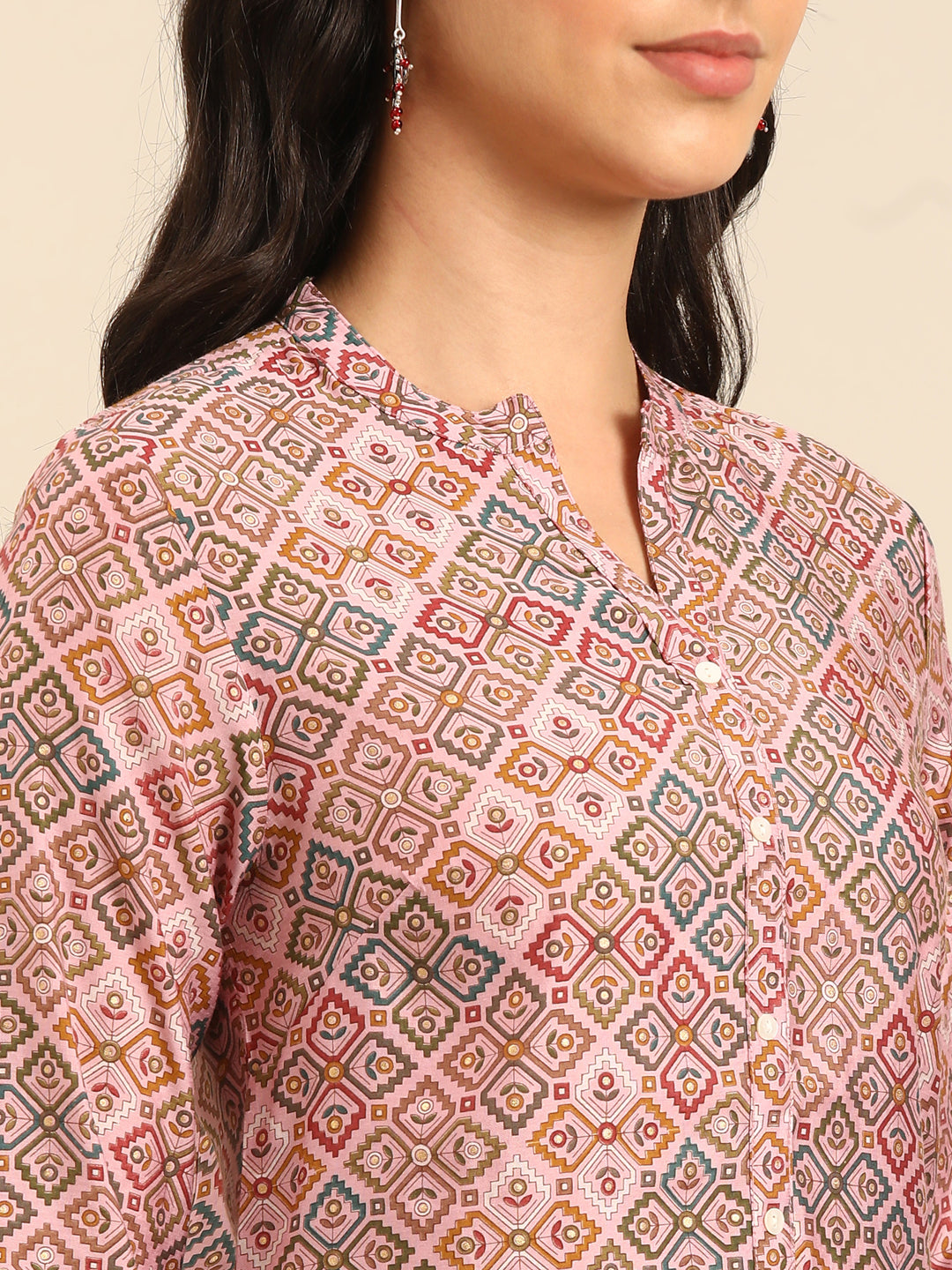 Muslin Pink Printed Kurta