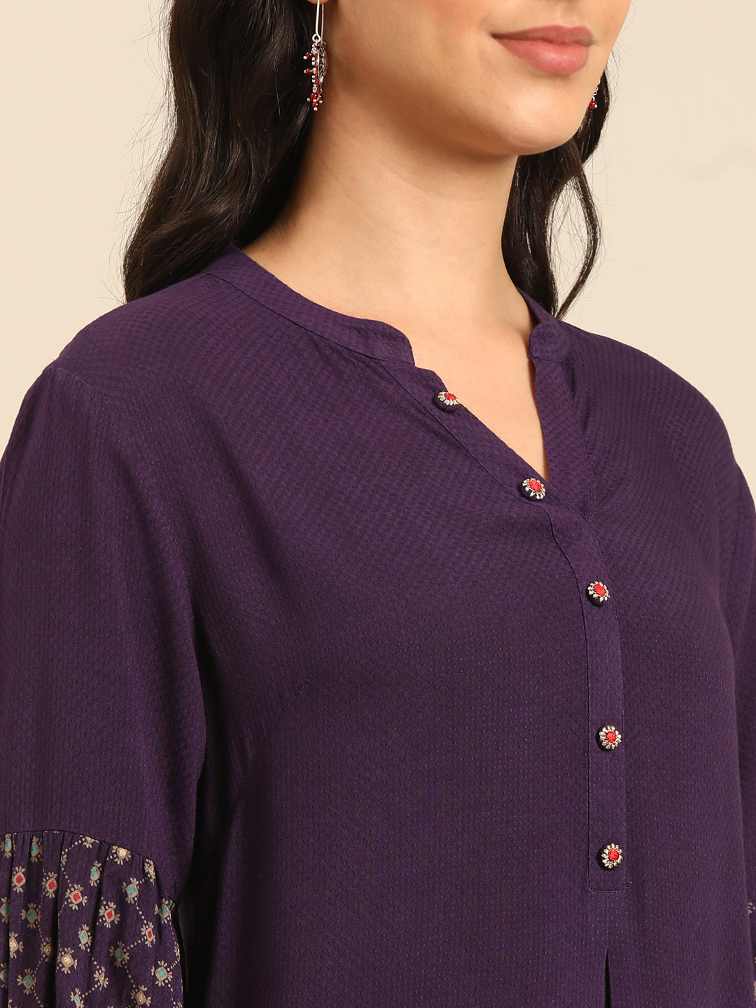 Lilac Solid Rayon A-Line Kurta