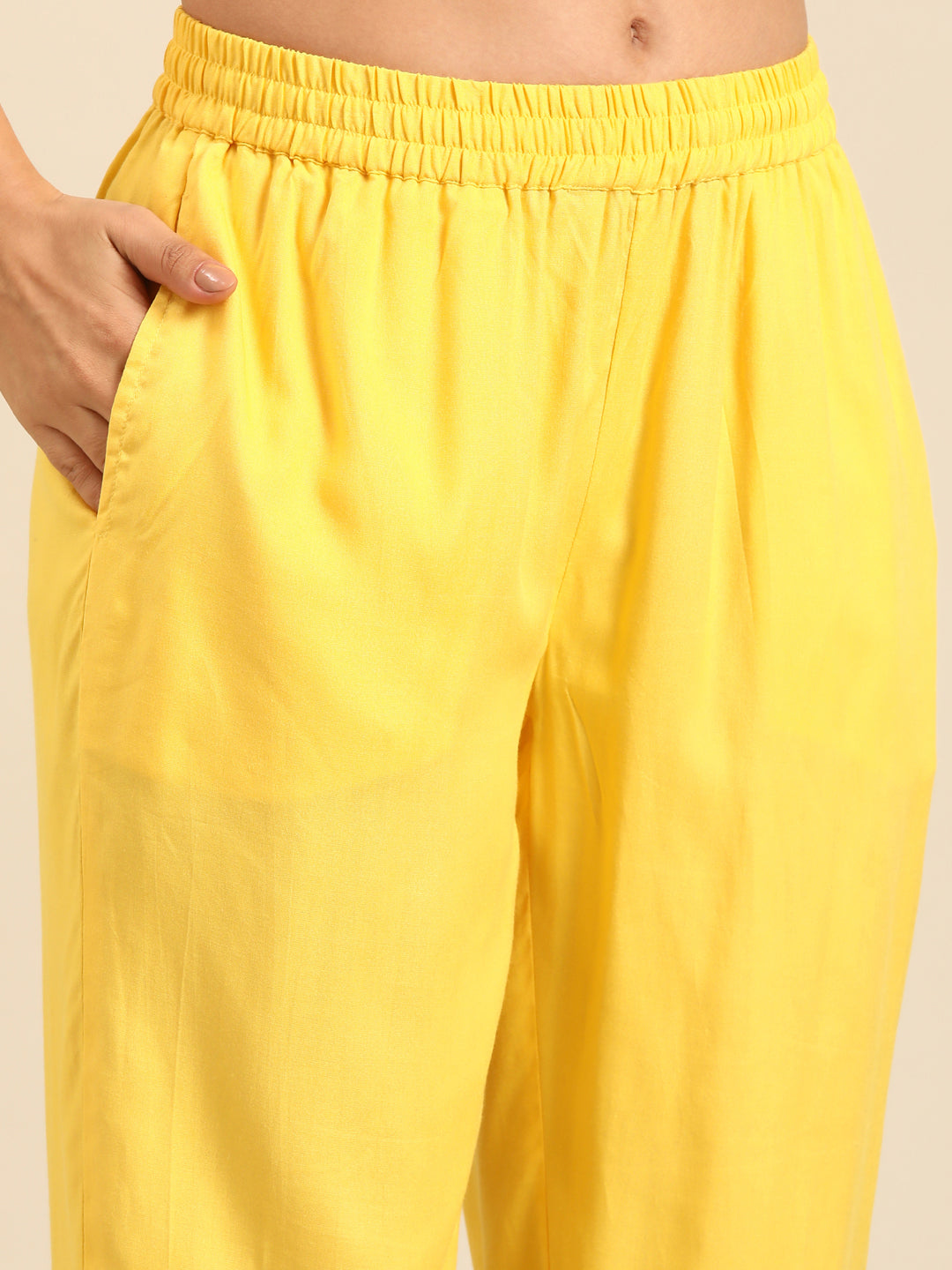 Solid Yellow A-line Kurta Set