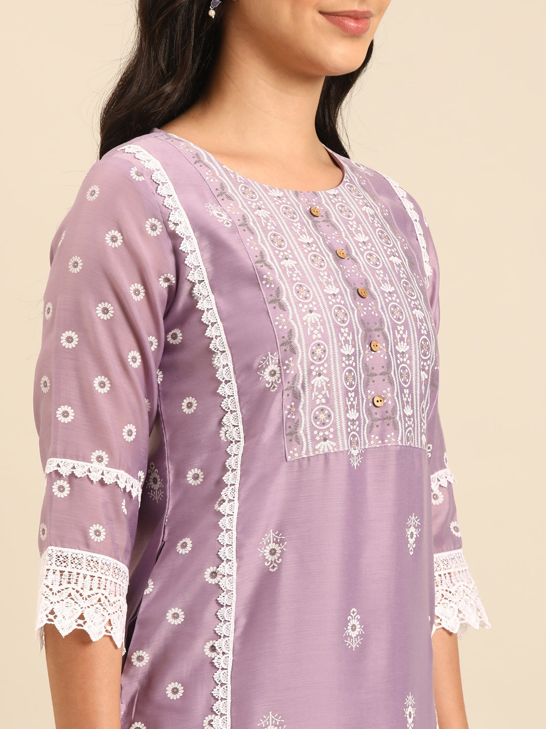 Lilac Chanderi Kurta Set