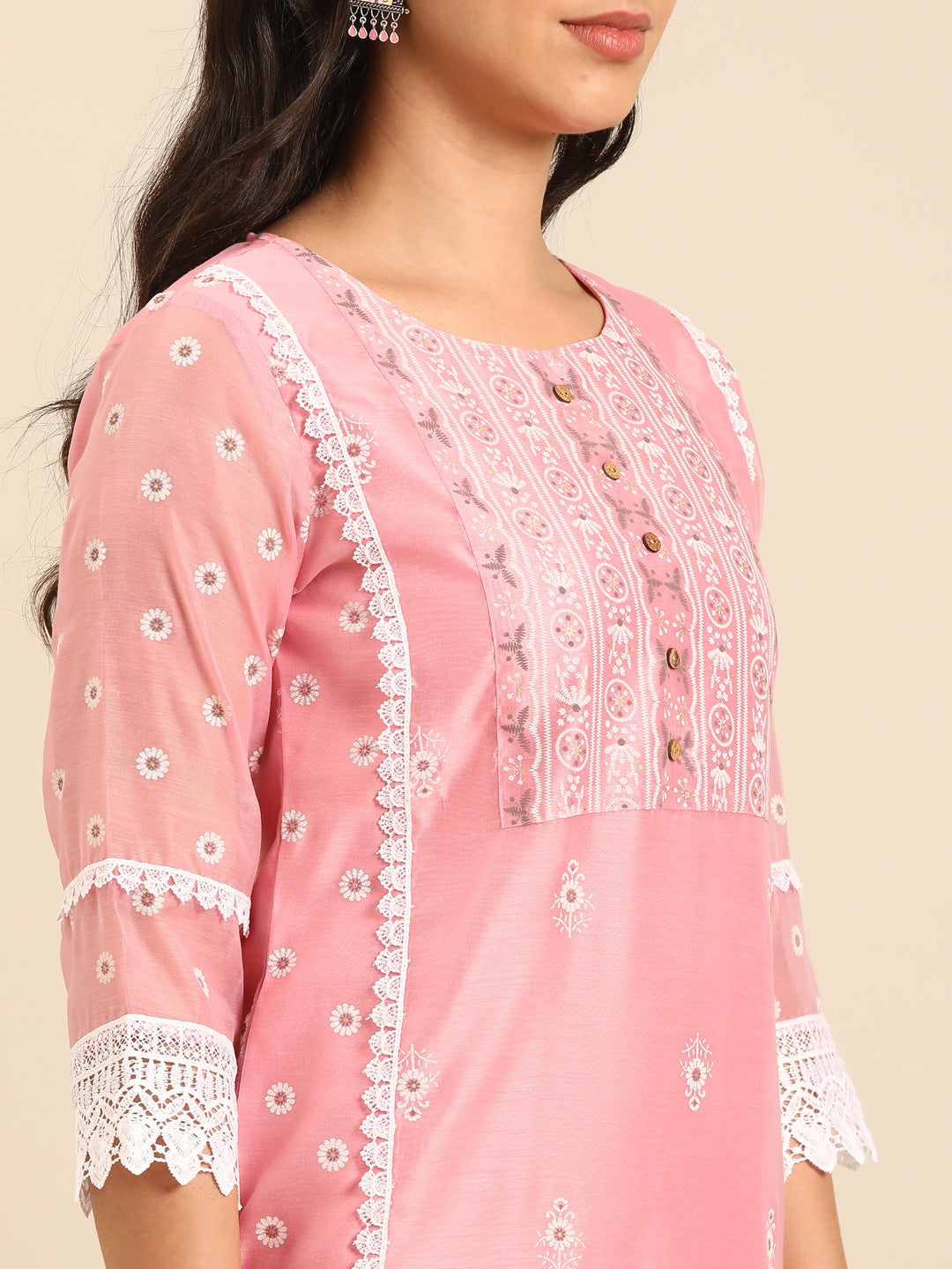 Pink Chanderi Kurta Set