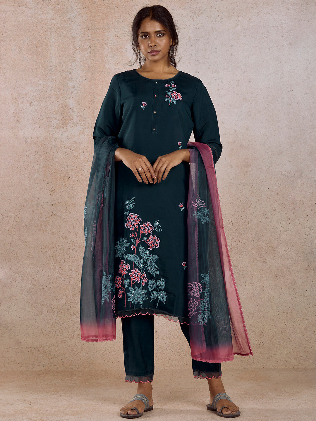 Blue Embroidered Kurta Set