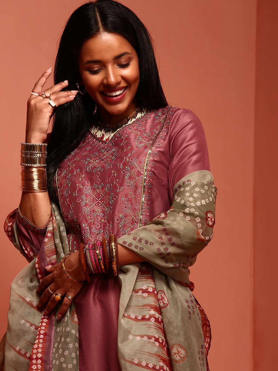 Rose Pink Embroidered Kurta Set